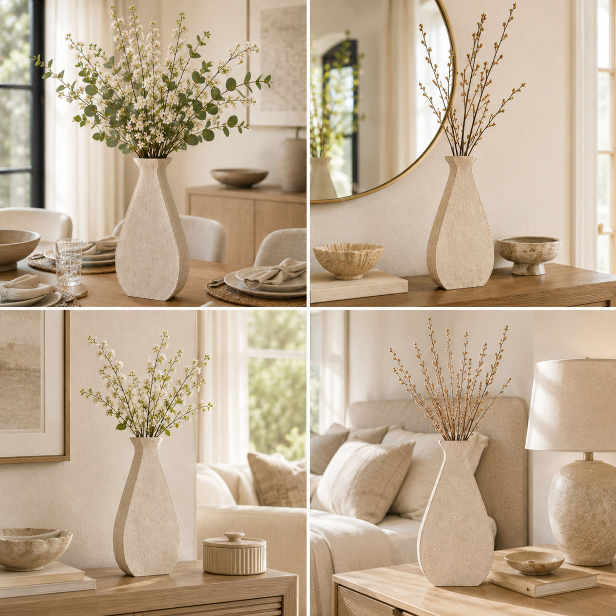 PLR205 BEIGE POLYRESIN VASES