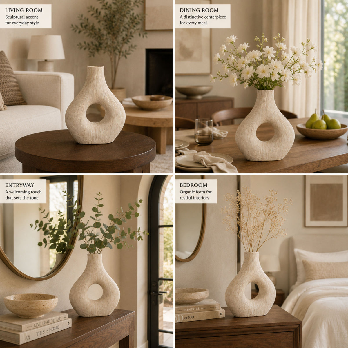 PLR217 WHITE POLYRESIN VASES