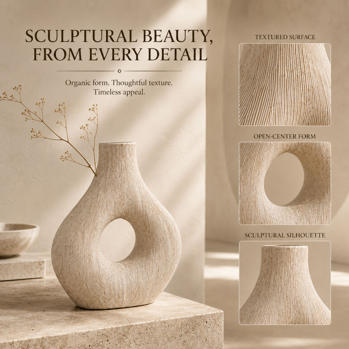 PLR217 WHITE POLYRESIN VASES