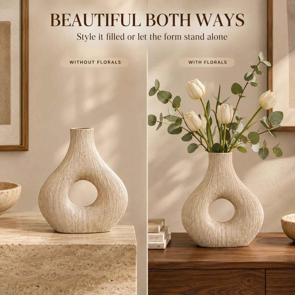 PLR217 WHITE POLYRESIN VASES