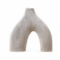 Wishbone White Textured Polyresin Vase - 13" Sculptural Decor | Aria Home