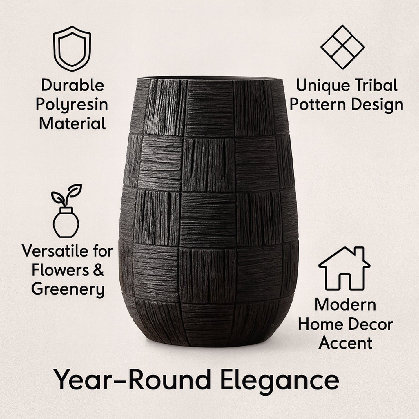 YZ04910BL-2 BLACK POLYRESIN