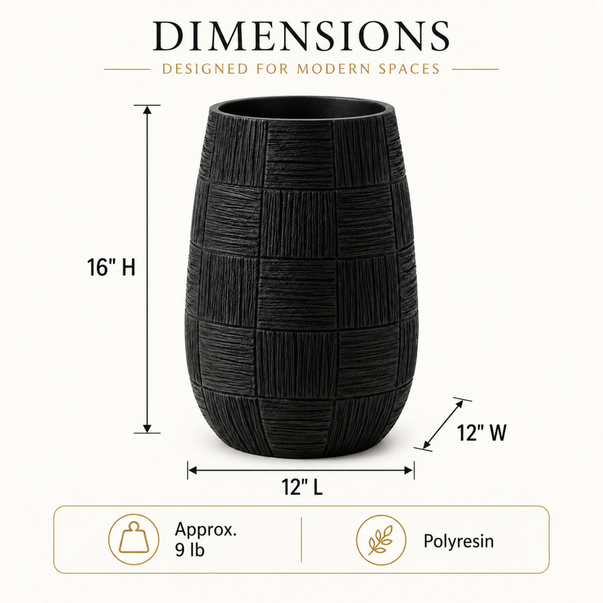 PLR211-1 BLACK POLYRESIN VASES