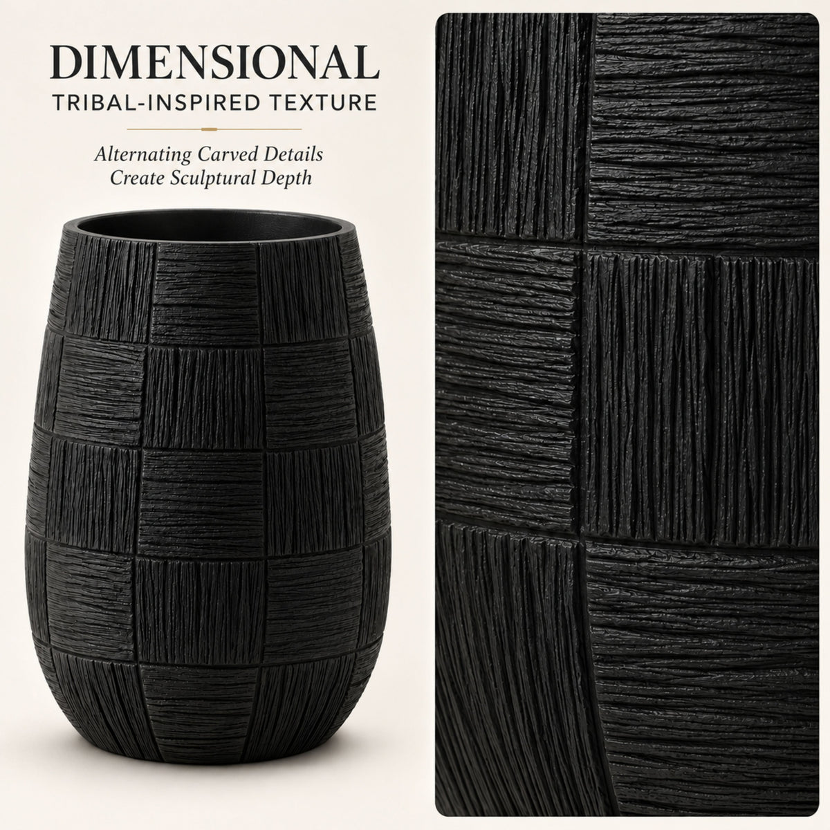 PLR211 BLACK POLYRESIN VASES