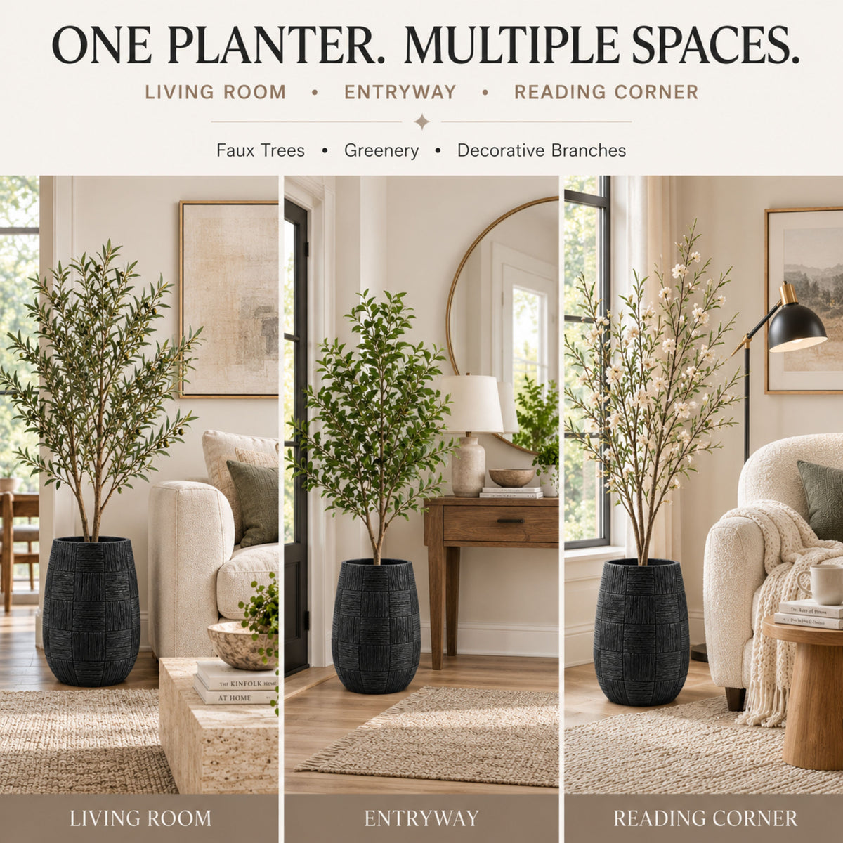 PLR211 BLACK POLYRESIN VASES
