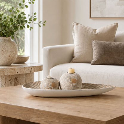 PLR212 TAN CANDLE HOLDERS CENTERPIECE