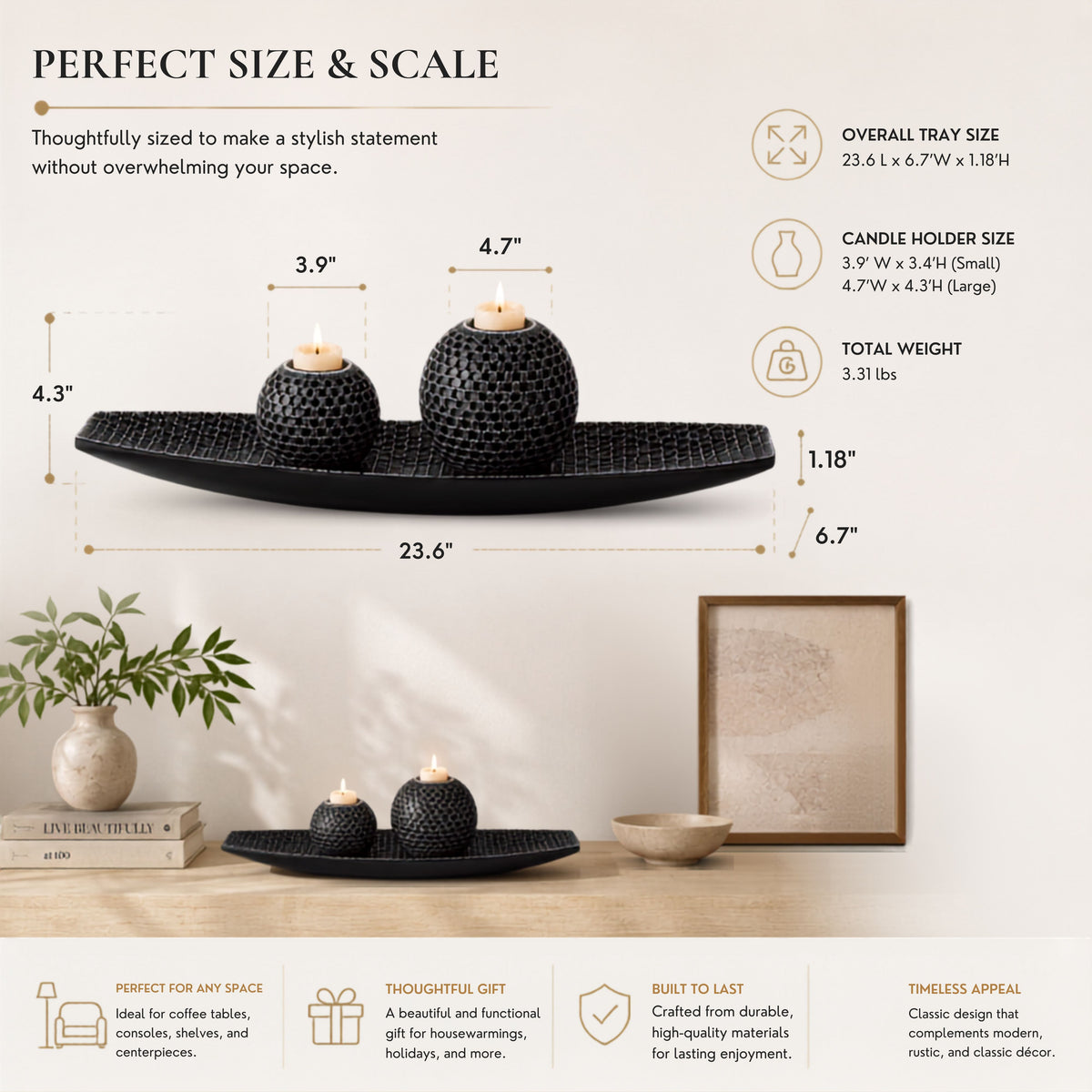 PLR213 BLACK CENTERPIECE