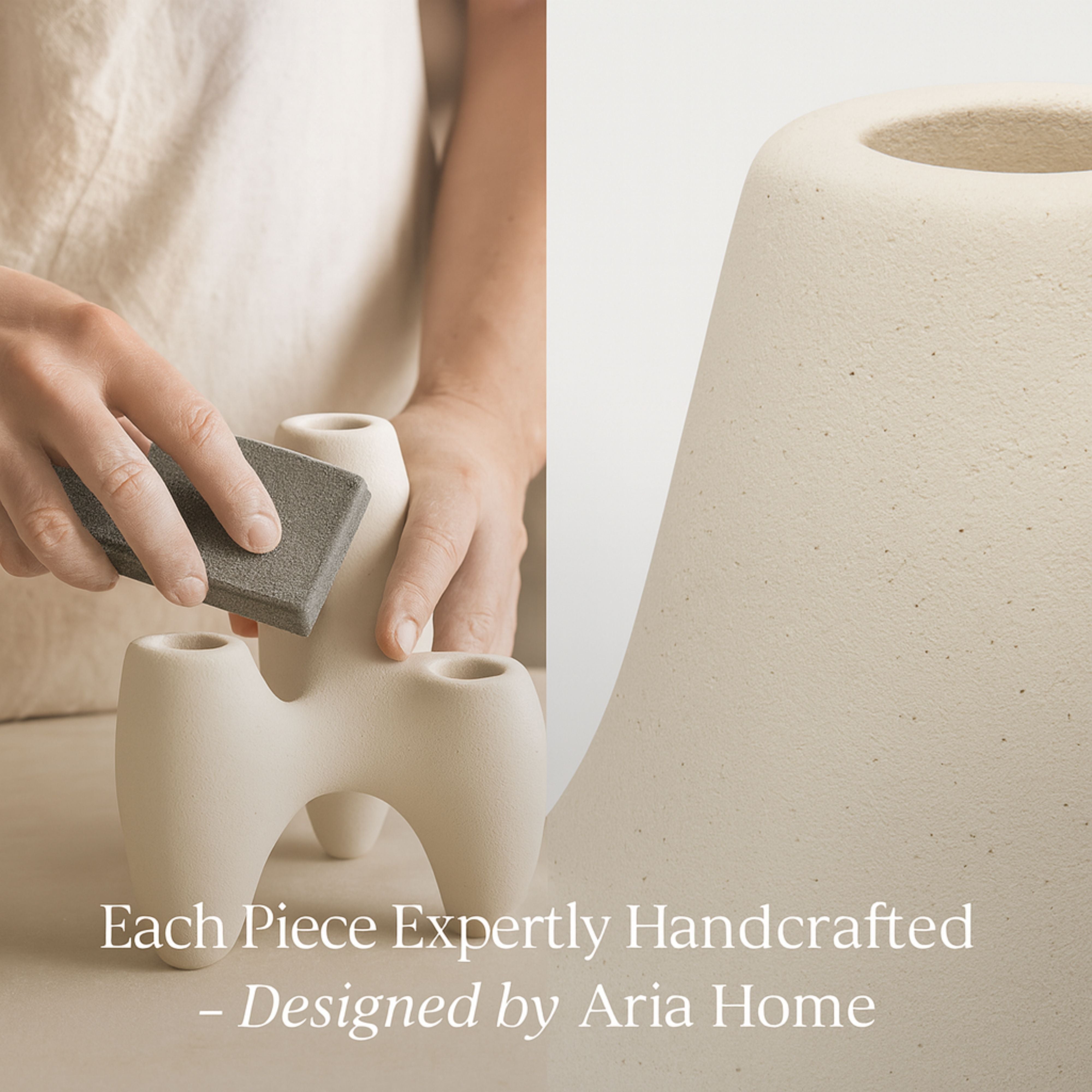 Aspen White Three Pillar Ceramic | Aria Home - Luxury Simplified