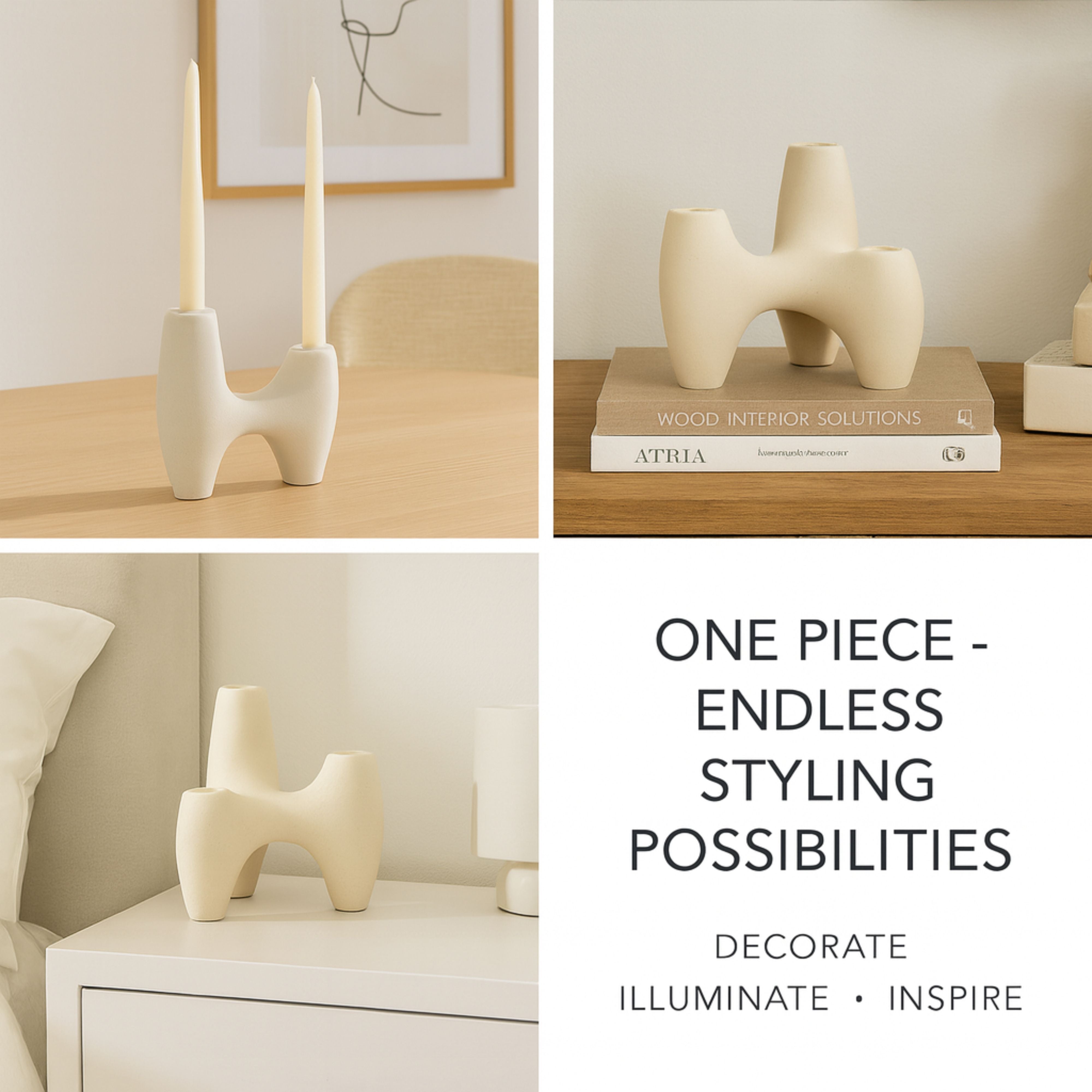 Aspen White Three Pillar Ceramic | Aria Home - Luxury Simplified