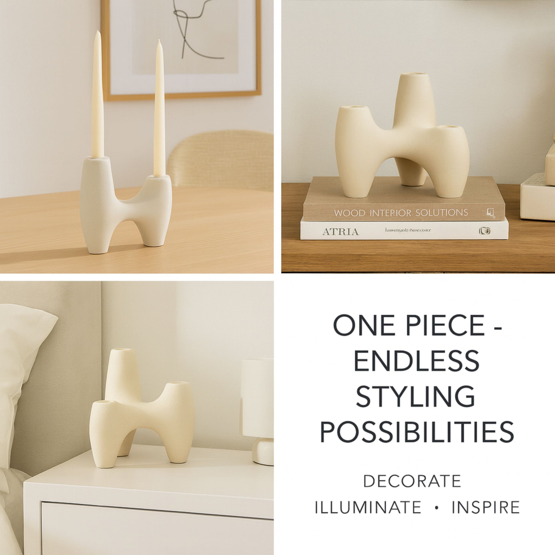 CECA276 WHITE CANDLE HOLDERS