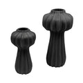Set of Two Tall Textured Ceramic Flower Vases