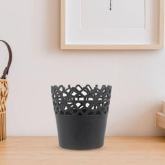 10x10 Matte Black Ceramic Pot – Modern Lattice Design Planter and Decorative Accent for Home Decor