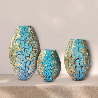 GD391 TEAL GOLD GLASS VASES