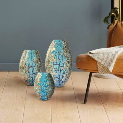 GD391 TEAL GOLD GLASS VASES