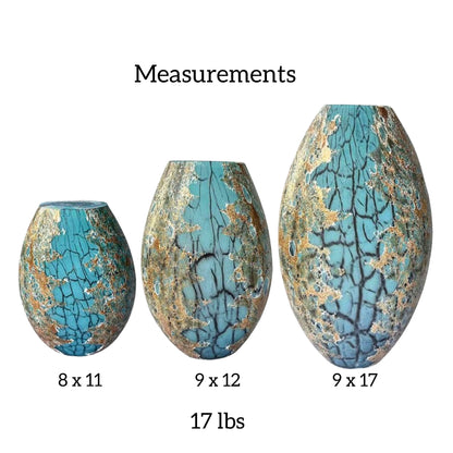 GD391 TEAL GOLD GLASS VASES