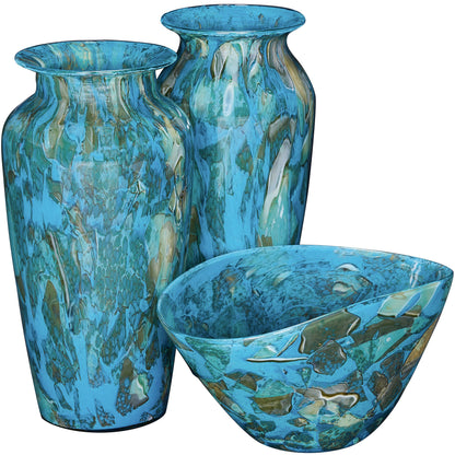 GD392 BLUE GREEN GLASS VASES