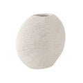 White Ceramic Vase With Brown Speckles & Textured Ridges - Modern Minimalist Design | Aria Home