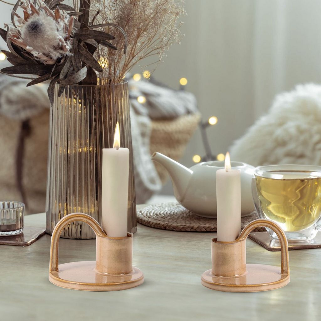 CECA365 TAN CANDLE HOLDERS
