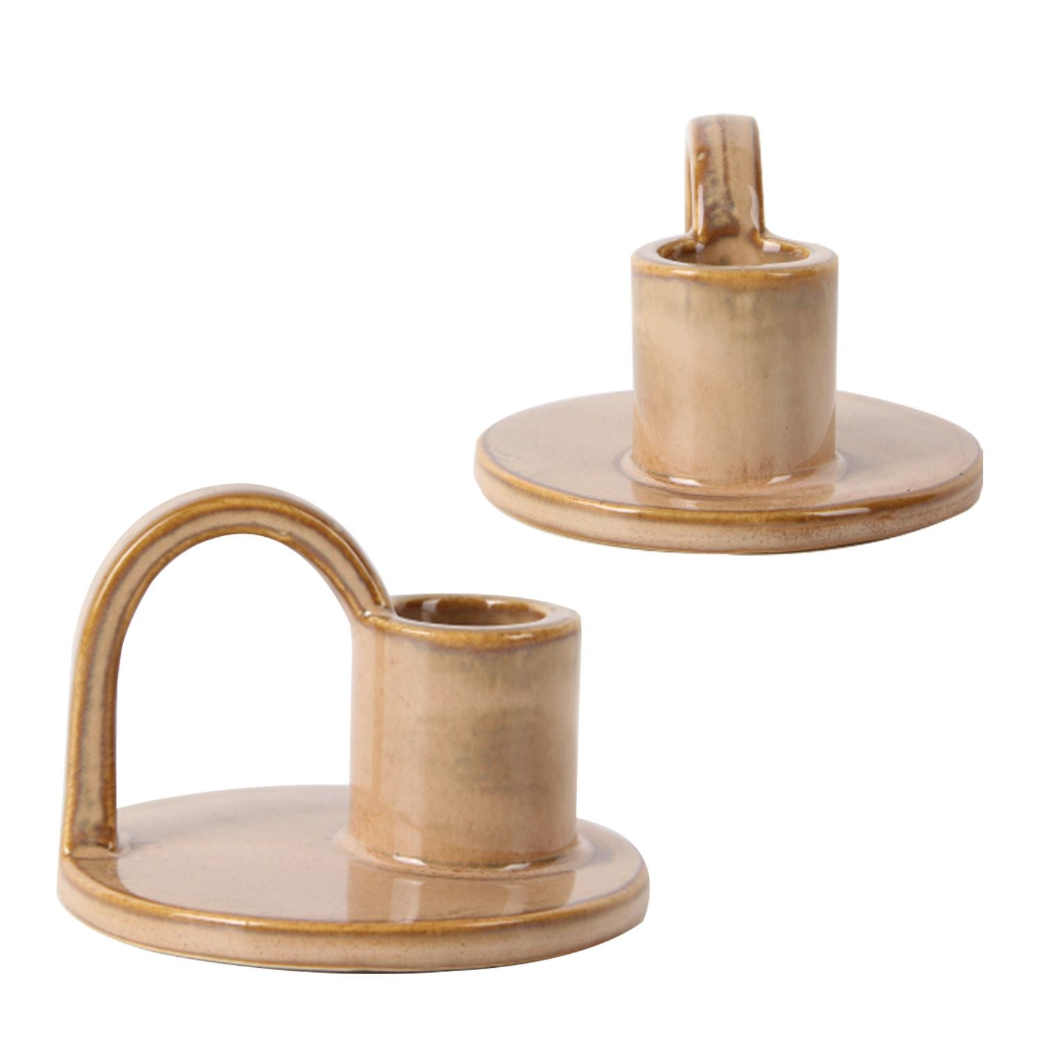 CECA364 TAN CANDLE HOLDERS