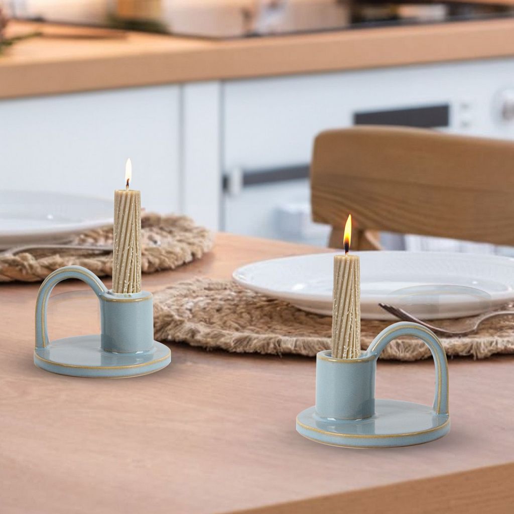 CECA367 LIGHT BLUE CANDLE HOLDERS