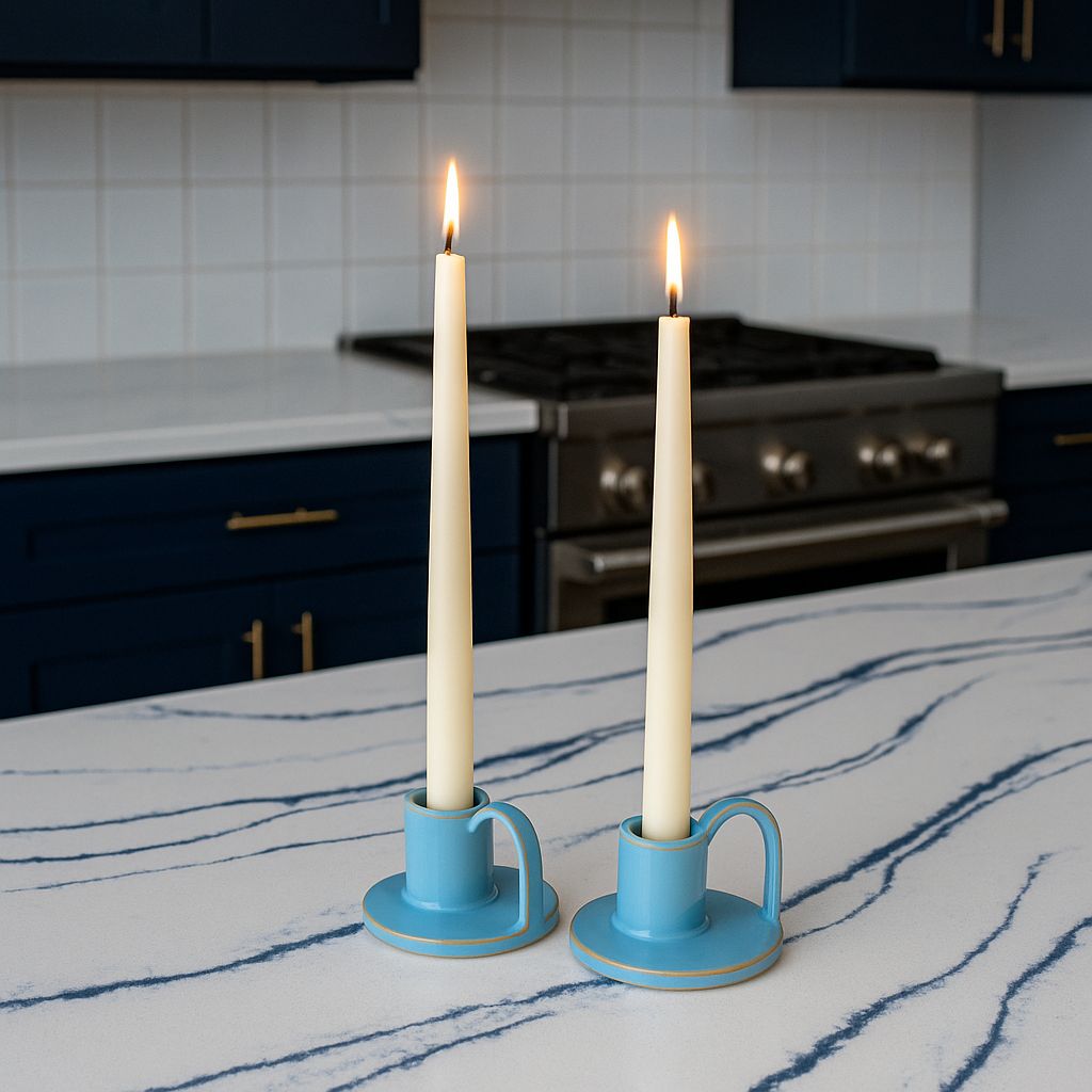 CECA364 LIGHT BLUE CANDLE HOLDERS