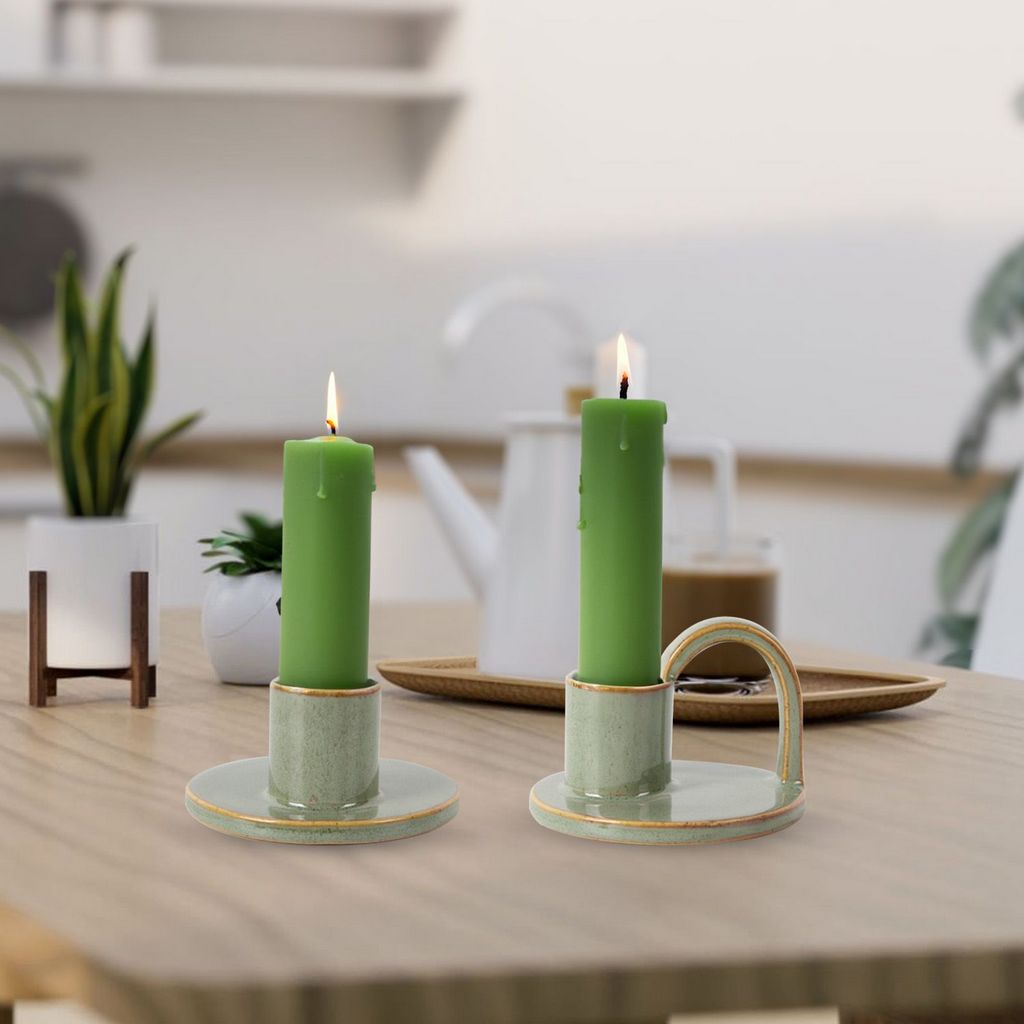 CECA368 LIGHT GREEN CANDLE HOLDERS