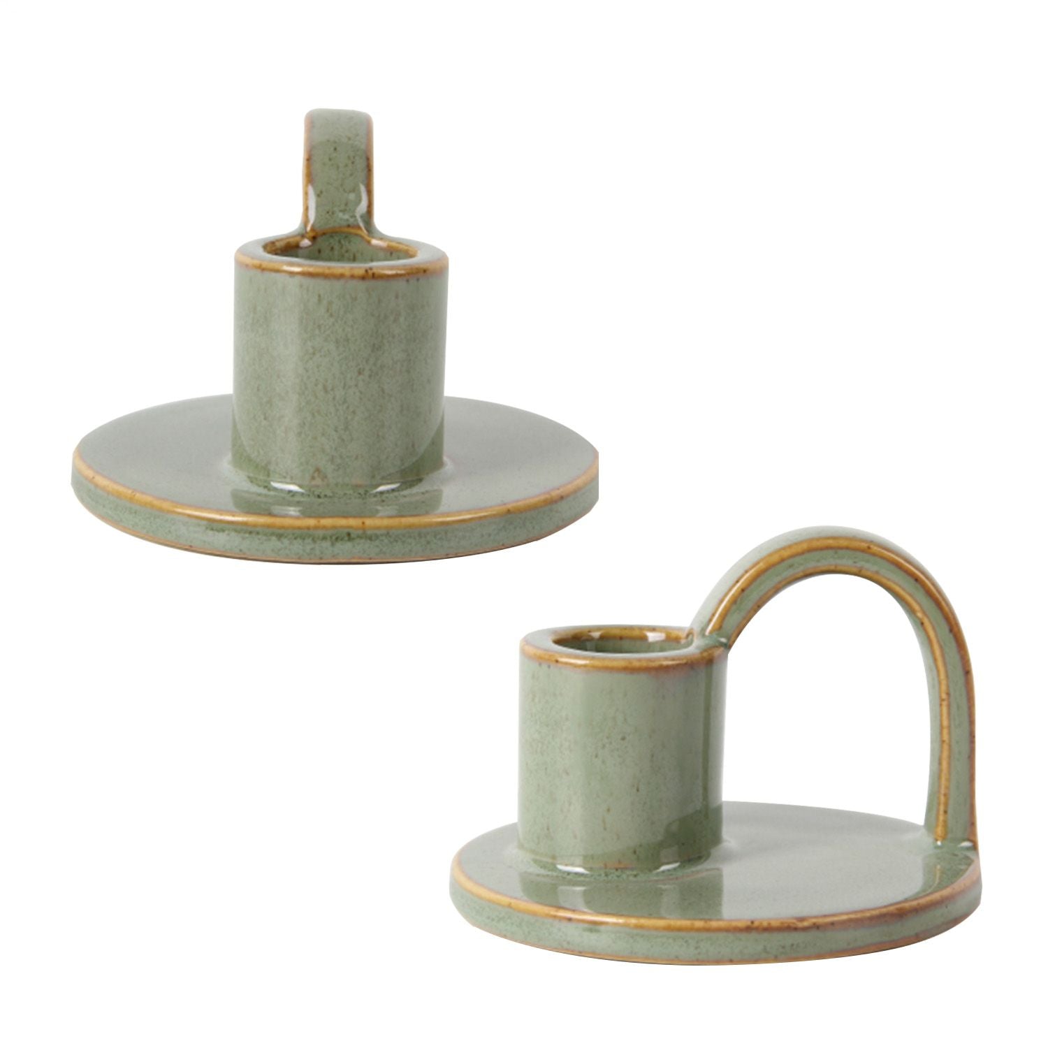 CECA364 LIGHT GREEN CANDLE HOLDERS