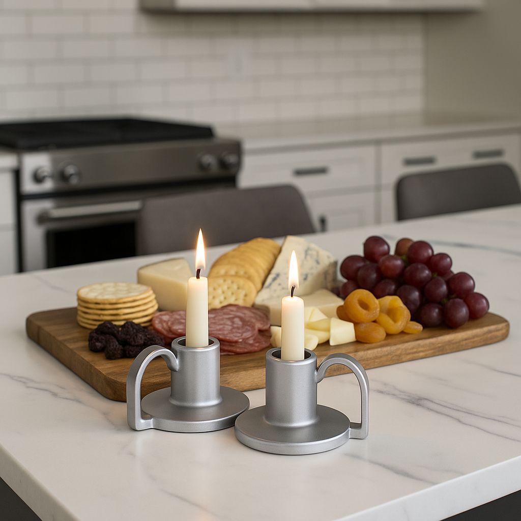 CECA364 MATT TITANIUM CANDLE HOLDERS