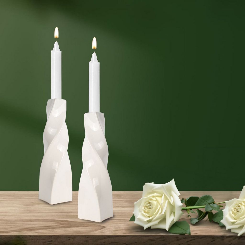 CECA371 WHITE CANDLE HOLDERS