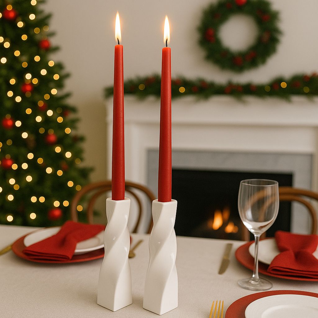 CECA371 WHITE CANDLE HOLDERS