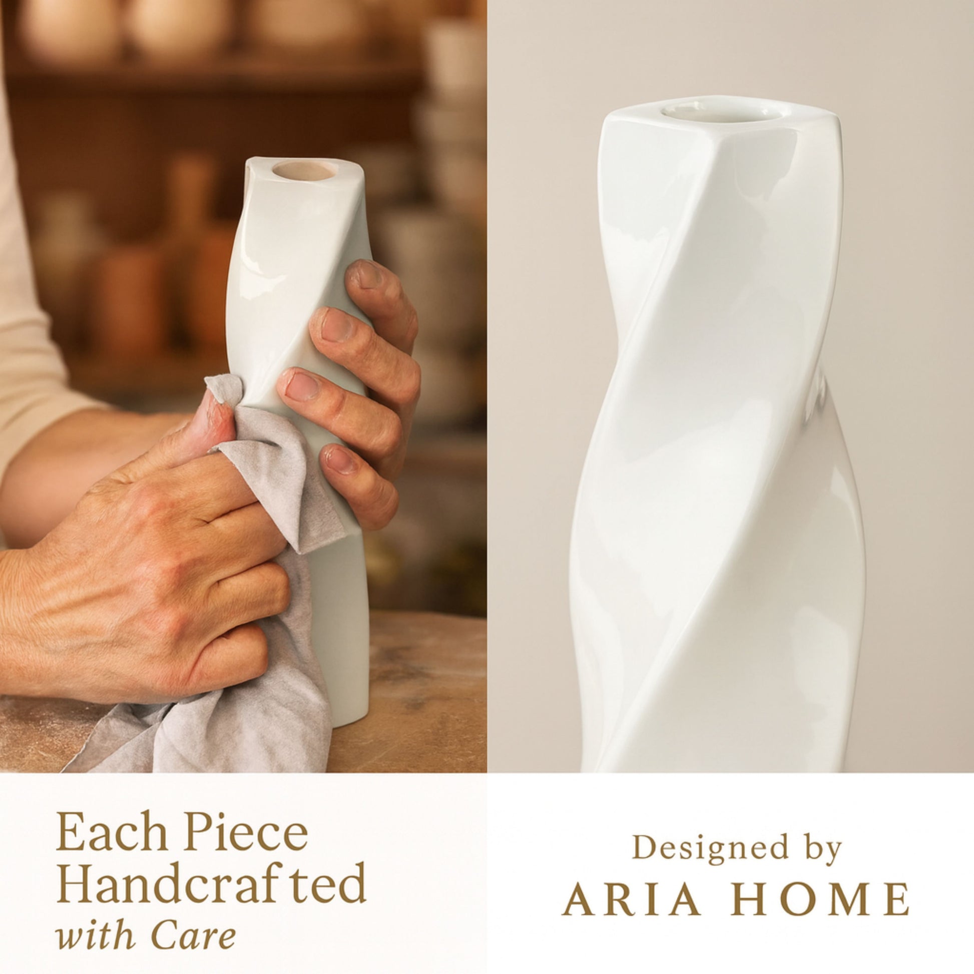 CECA371 WHITE CANDLE HOLDERS