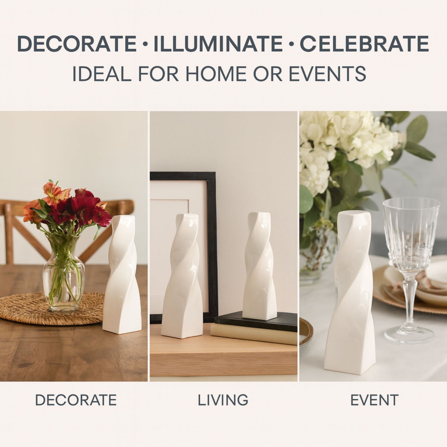 CECA371 WHITE CANDLE HOLDERS