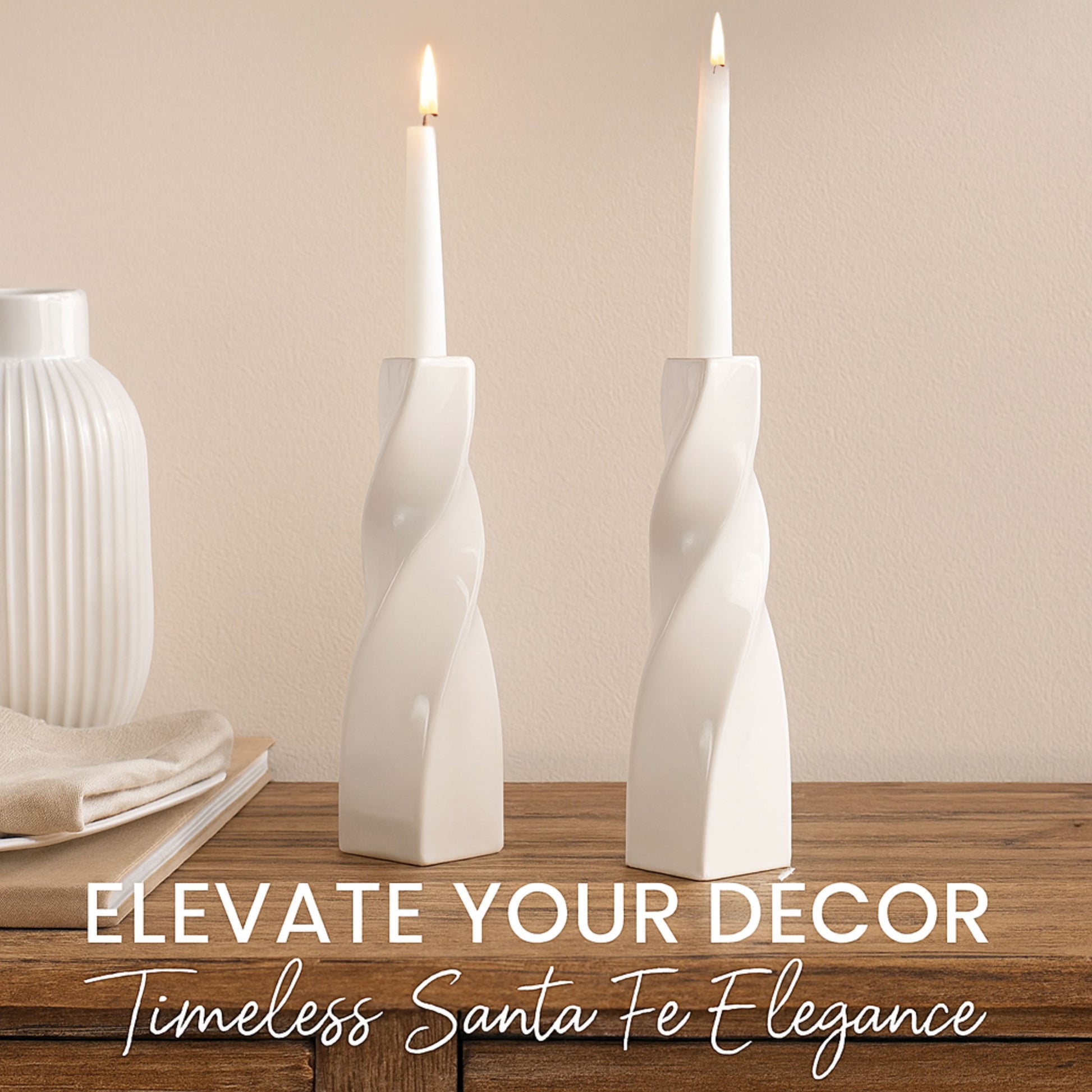 CECA371 WHITE CANDLE HOLDERS