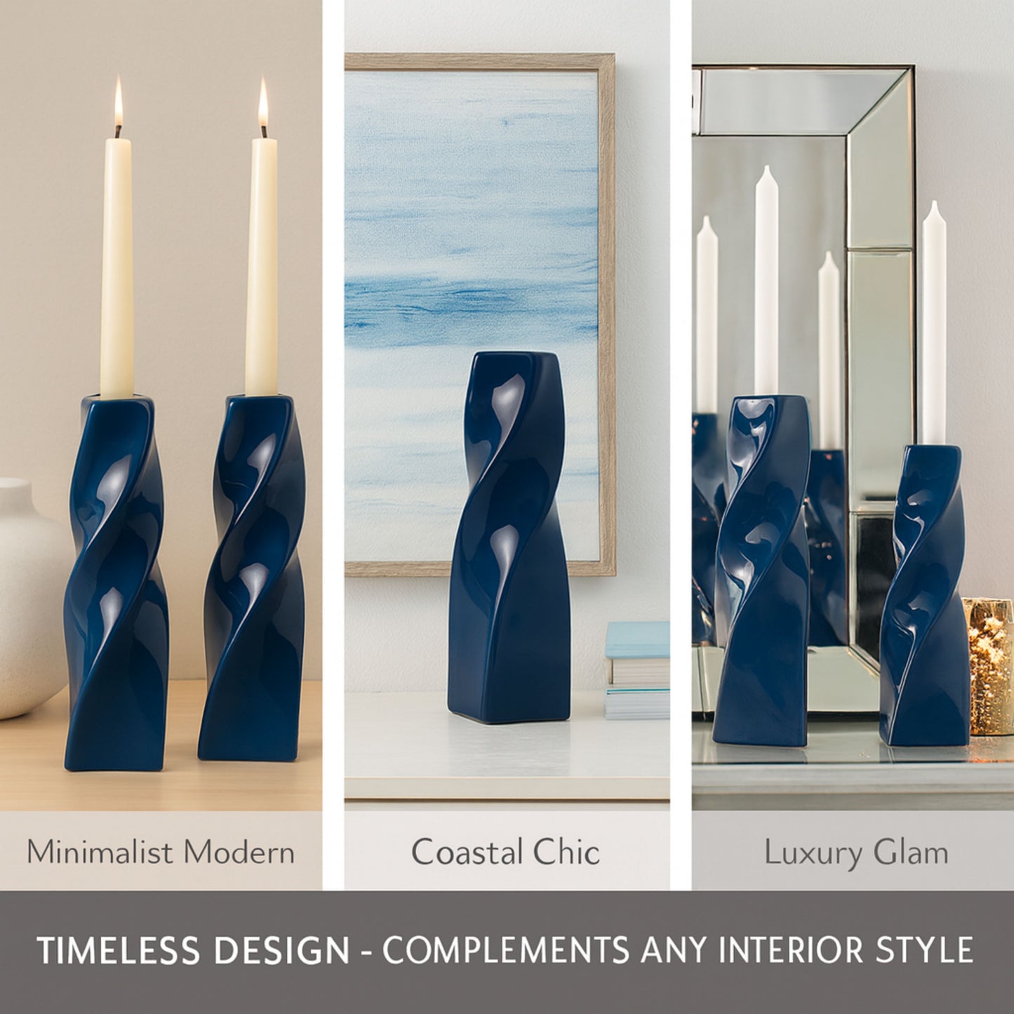 CECA371 BLUE CANDLE HOLDERS