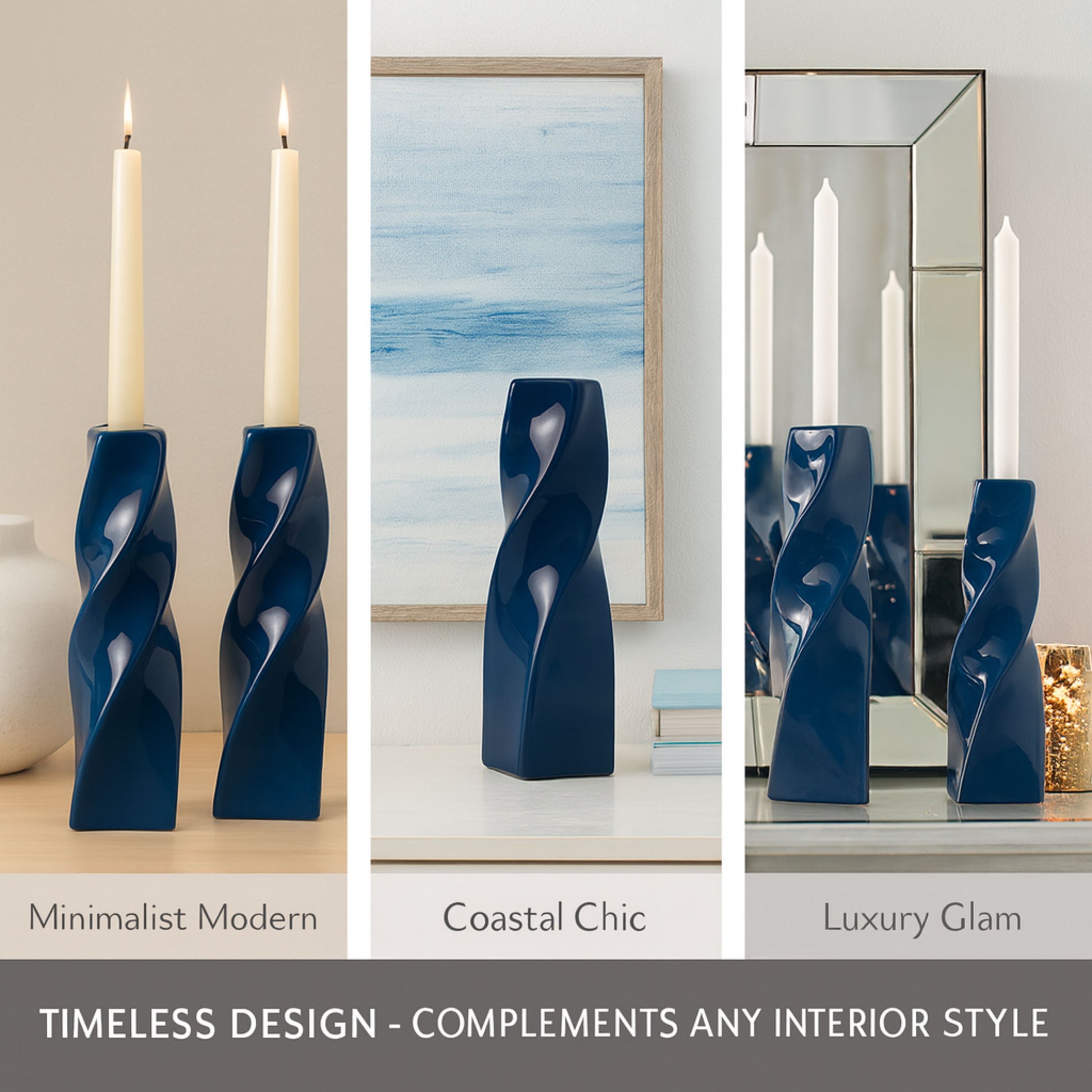 CECA371 BLUE CANDLE HOLDERS