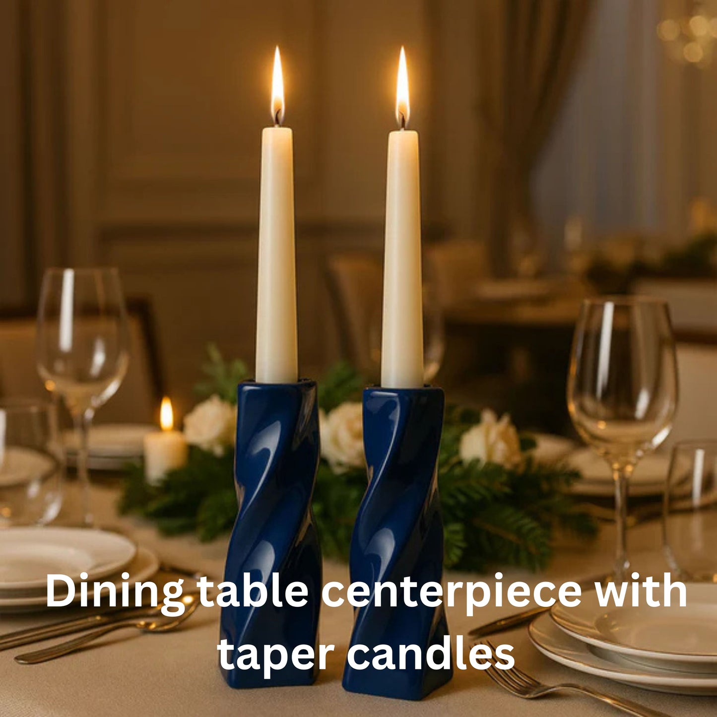 CECA371 BLUE CANDLE HOLDERS