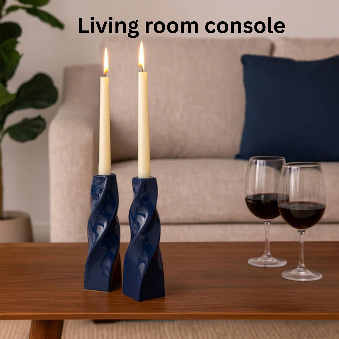 CECA371 BLUE CANDLE HOLDERS
