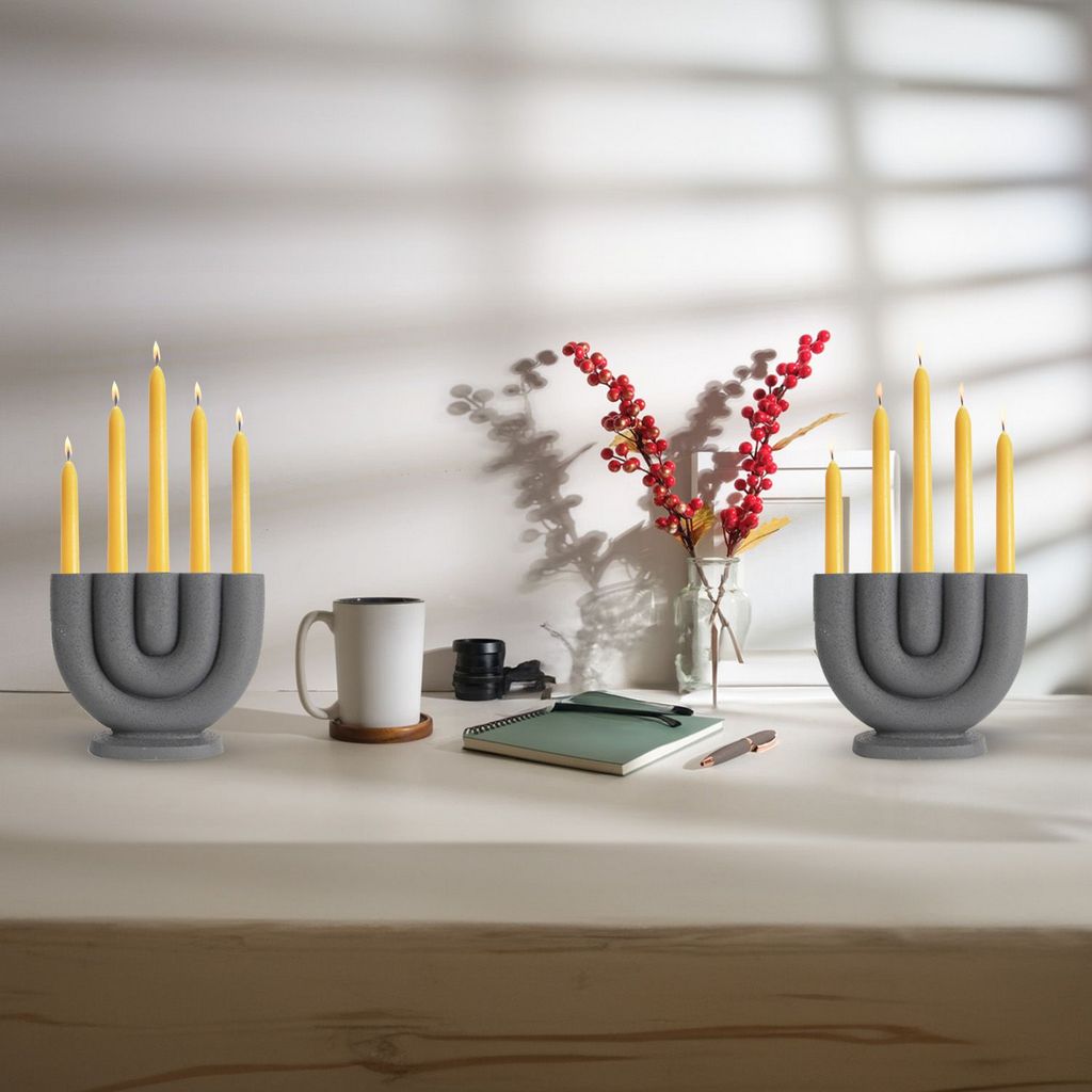 CECA379 BLACK CANDLE HOLDERS