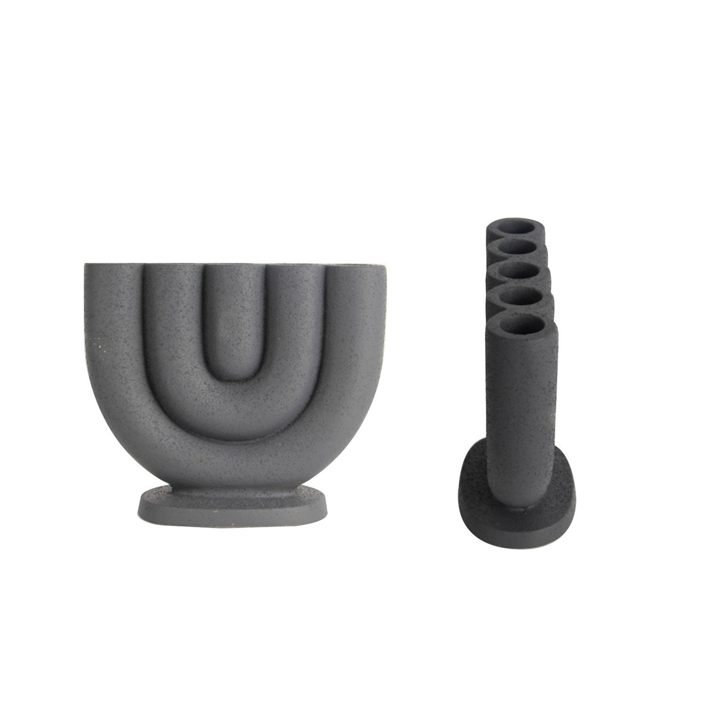 CECA379 BLACK CANDLE HOLDERS