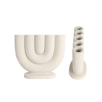 CECA379 WHITE CANDLE HOLDERS CERAMIC