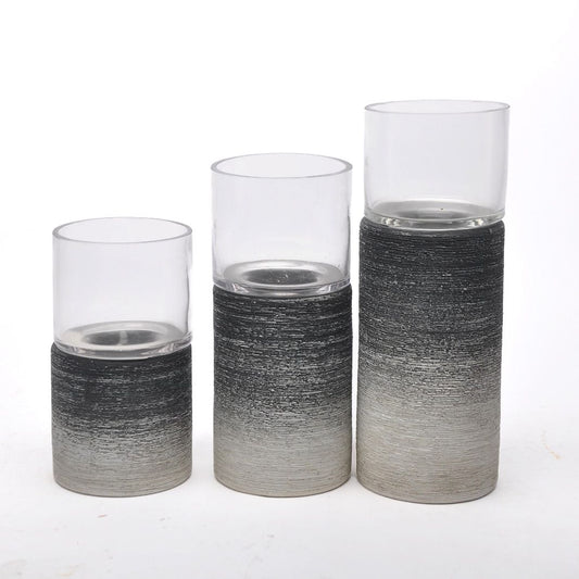 CECA268 OMBRE GRAY CANDLE HOLDERS CERAMIC