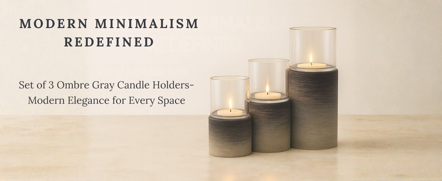 CECA268 OMBRE GRAY CANDLE HOLDERS