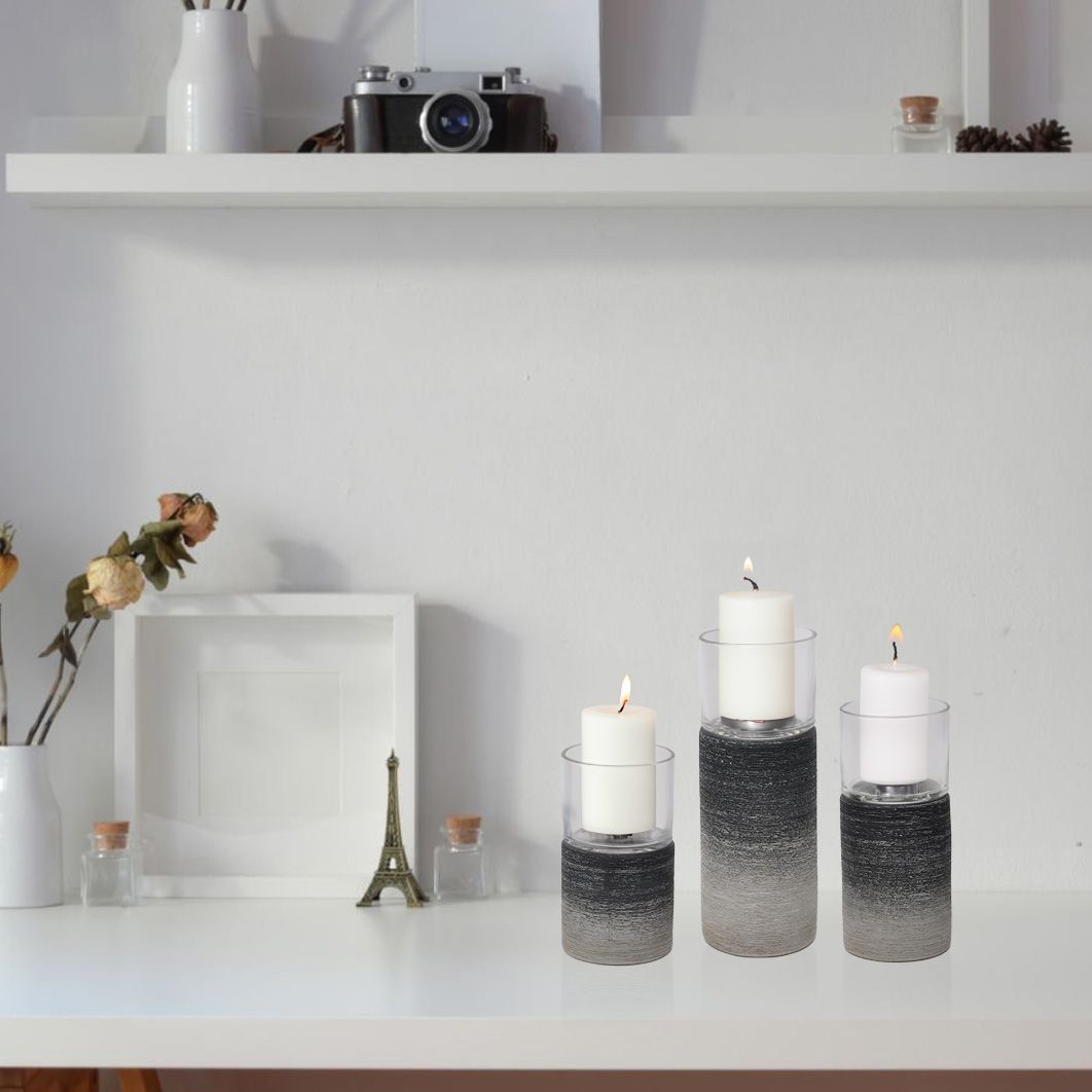 CECA268 OMBRE GRAY CANDLE HOLDERS