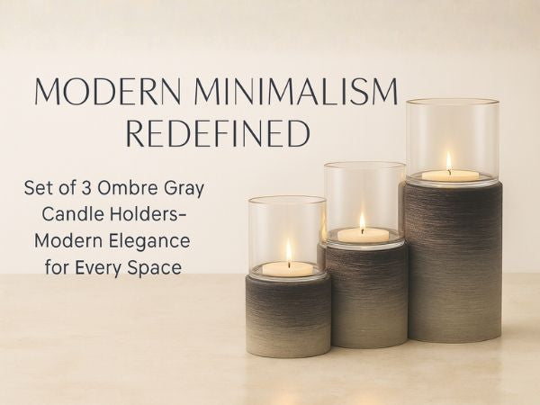 CECA268 OMBRE GRAY CANDLE HOLDERS