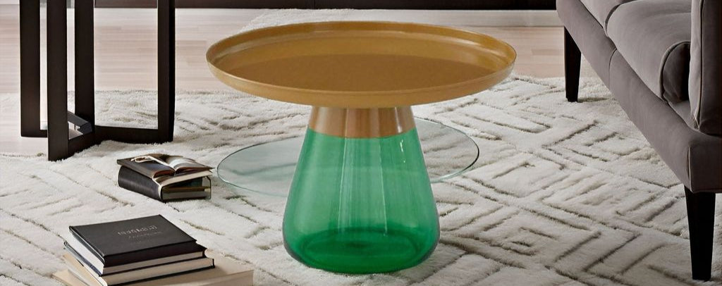 Aeryn Nesting Table, 24" Tray Top Nesting Table With Glass Base - Aria Home