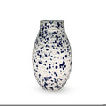 Tear Drop Ceramic Vase - White Wash With Blue Splatter | Splat Collection by Aria Home