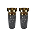 Set of 2 Splattered Candlesticks With Gold  Top, Splat Collection [Small Size]