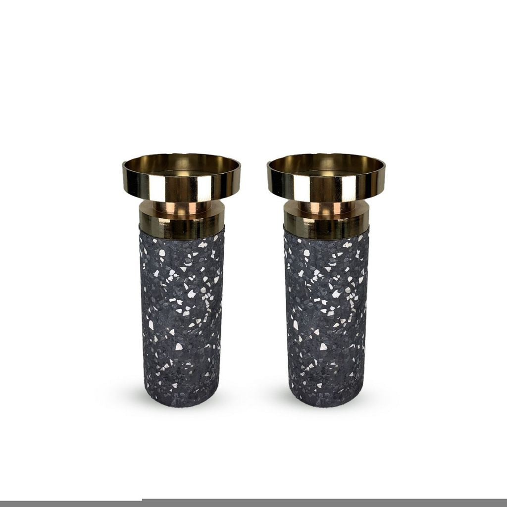 CECA302 GREY GOLD CANDLE HOLDERS