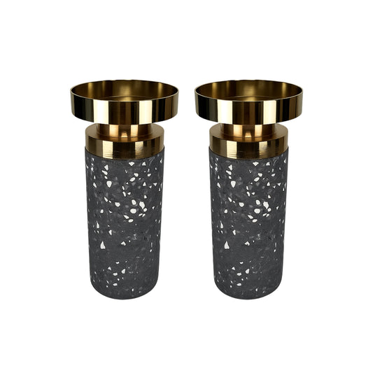 CECA302 GREY GOLD CANDLE HOLDERS