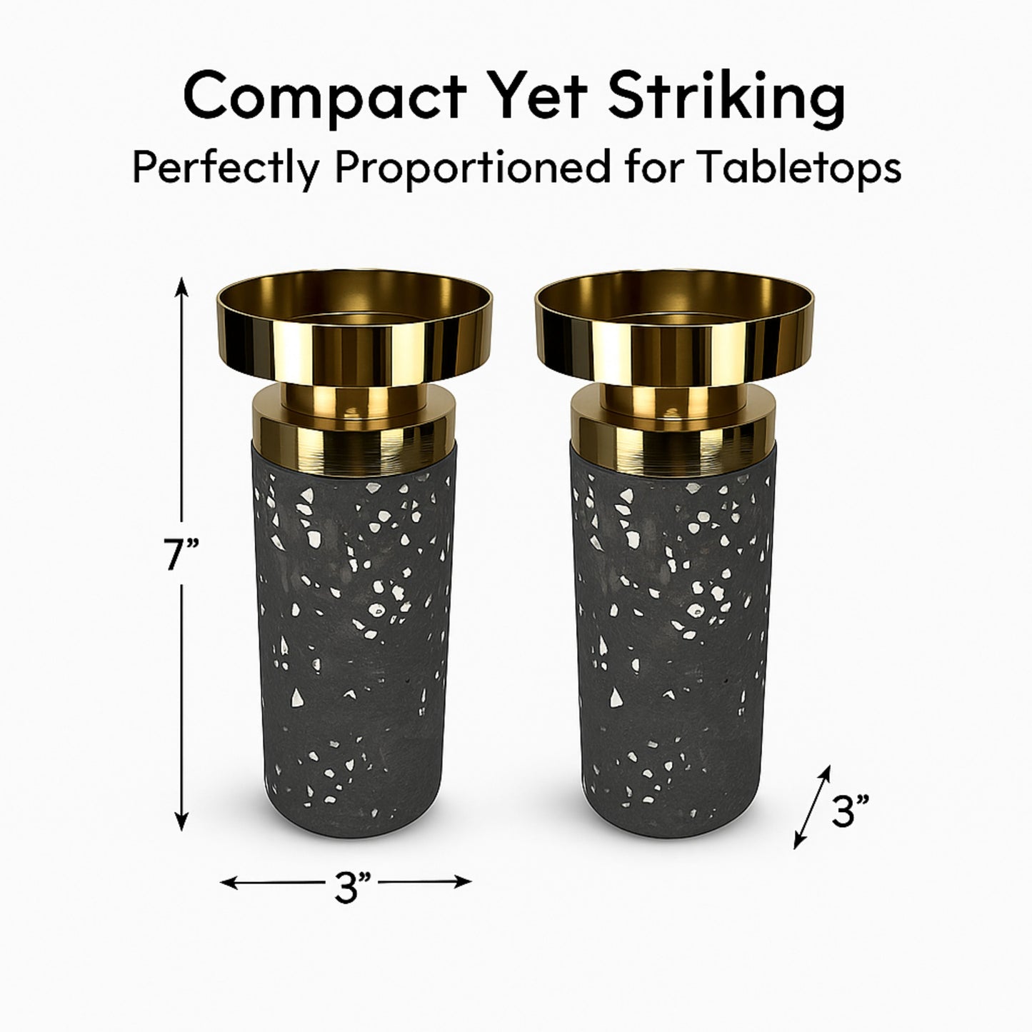 CECA302 GREY GOLD CANDLE HOLDERS